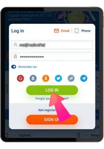 Mostbet Login Step 4 — Confirm Login